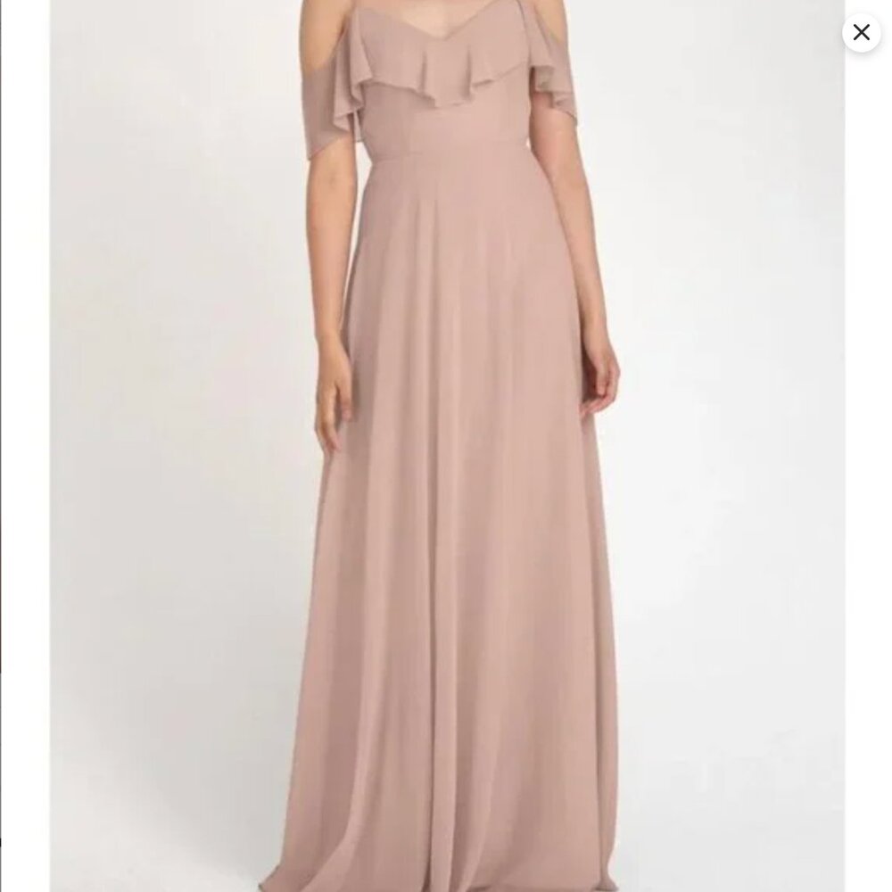 Jenny Yoo‎ Anthropologie Bridesmaid Dress Womens 6 Whipped Apricot Chiffon Mila